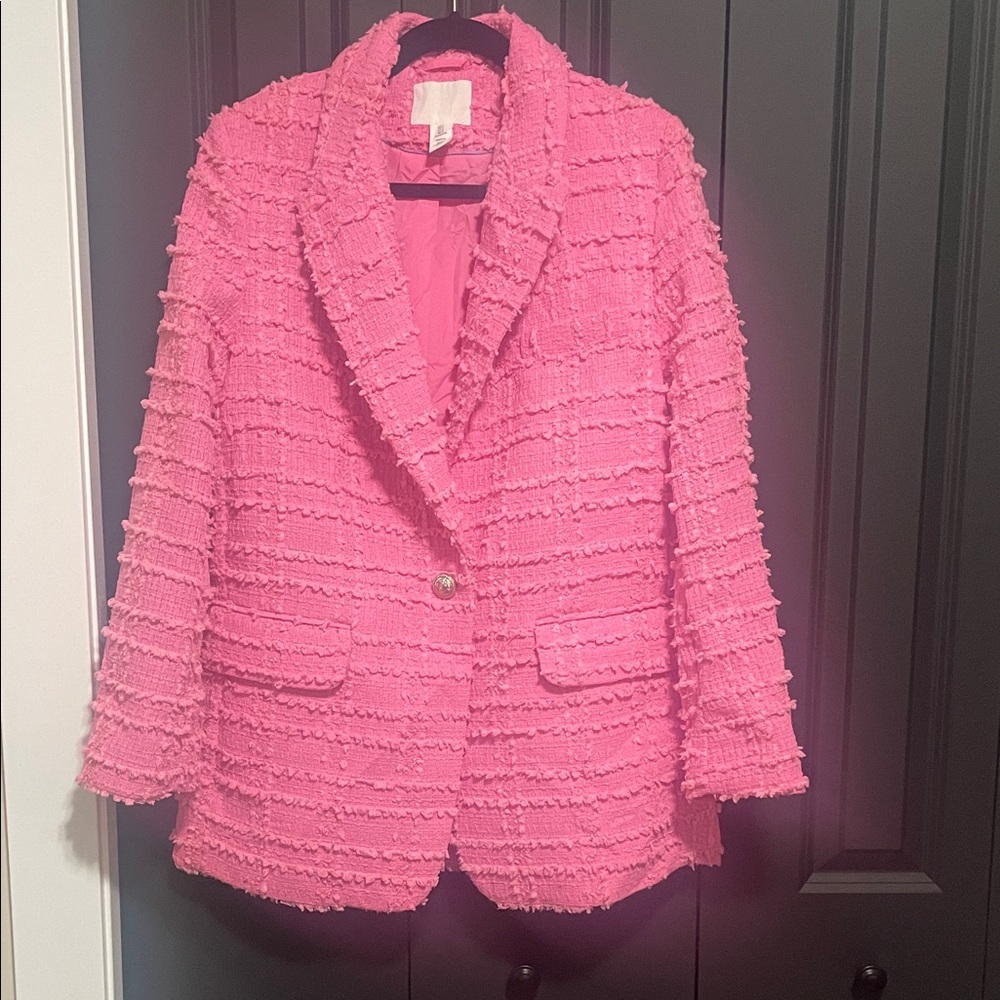 H&M Vibrant Bubble Gum Pink Textured Blazer